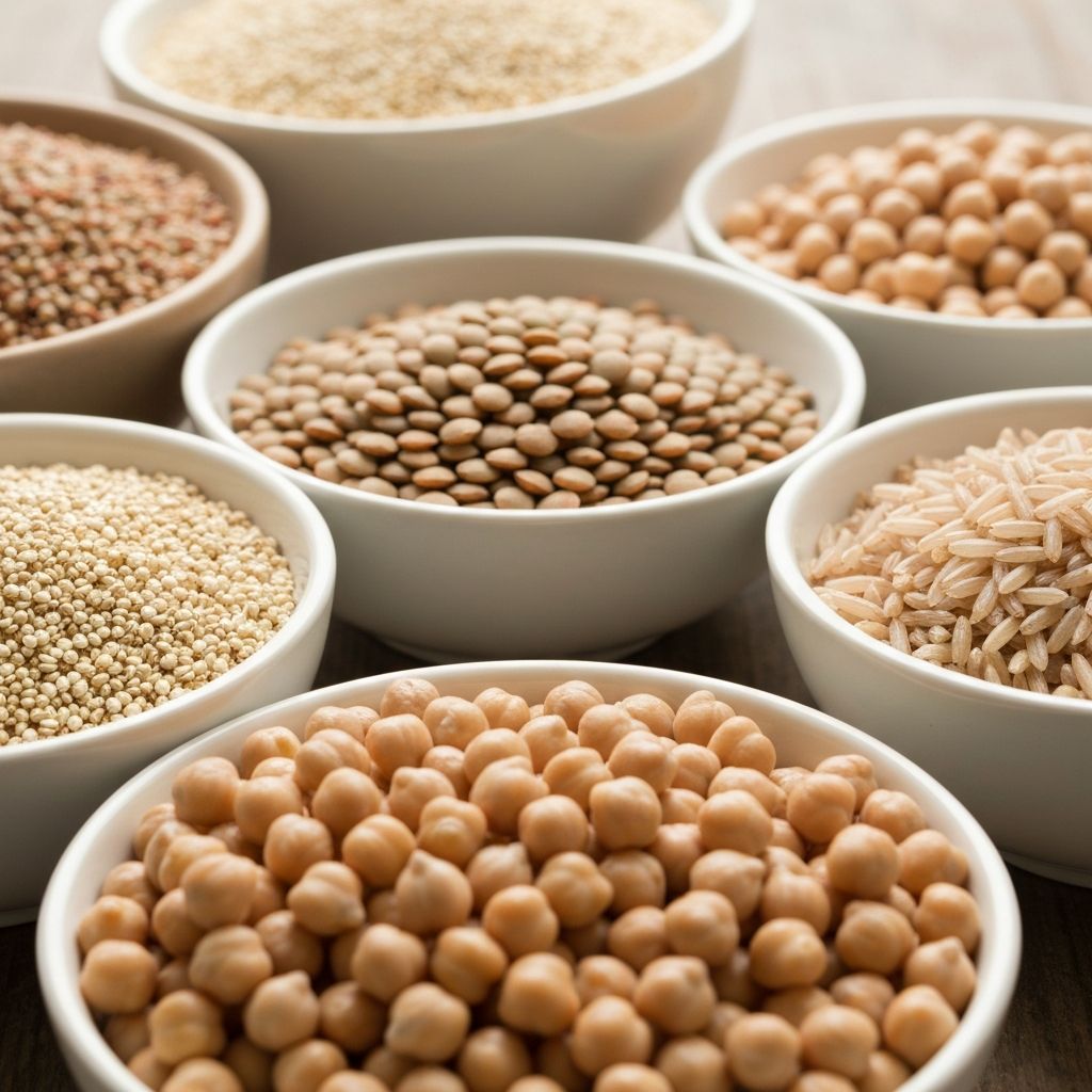 Variety of whole grains and legumes